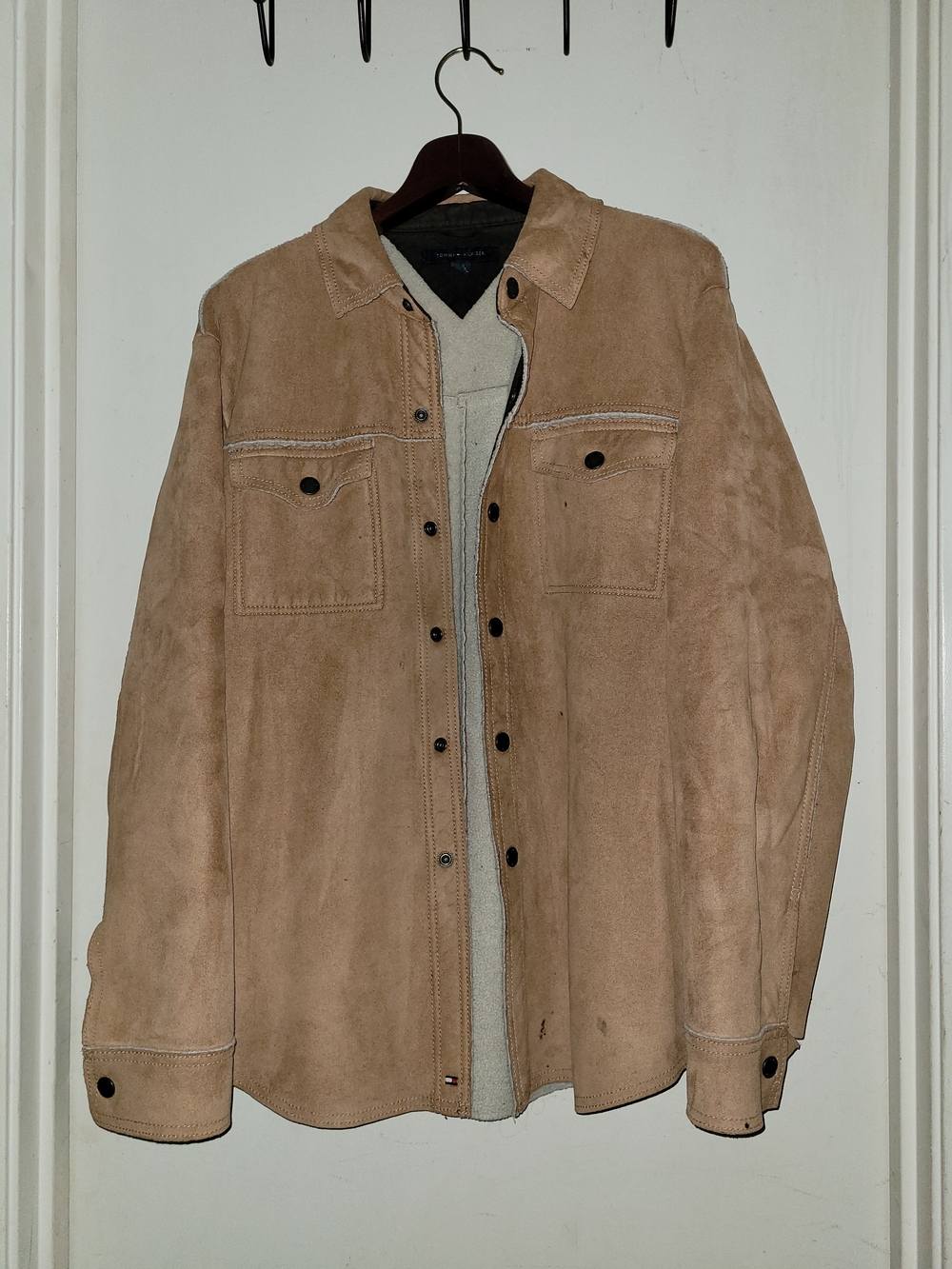 Tommy Hilfiger Tan Suede Button-Front Shirt Jacket
